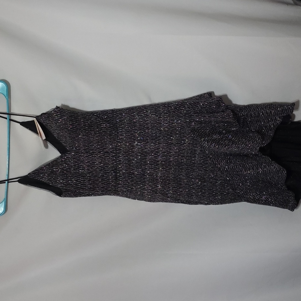 NWT GB Womens/Juniors Formal Party Dress Black Colorful Silver Glittery Sz 1